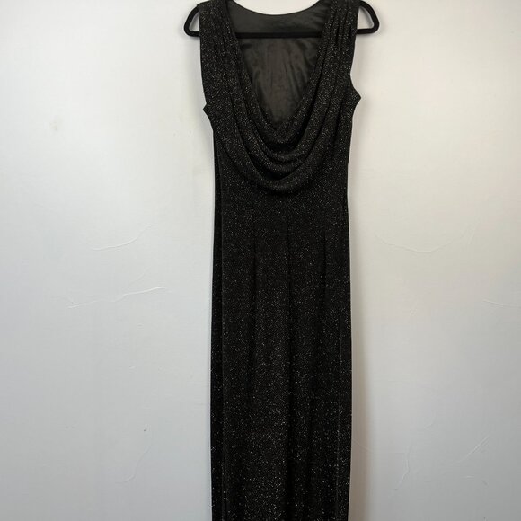 Vintage Betsy & Adam by Jaslene Sleeveless Glitter Black Formal Gown Event - Picture 4 of 7